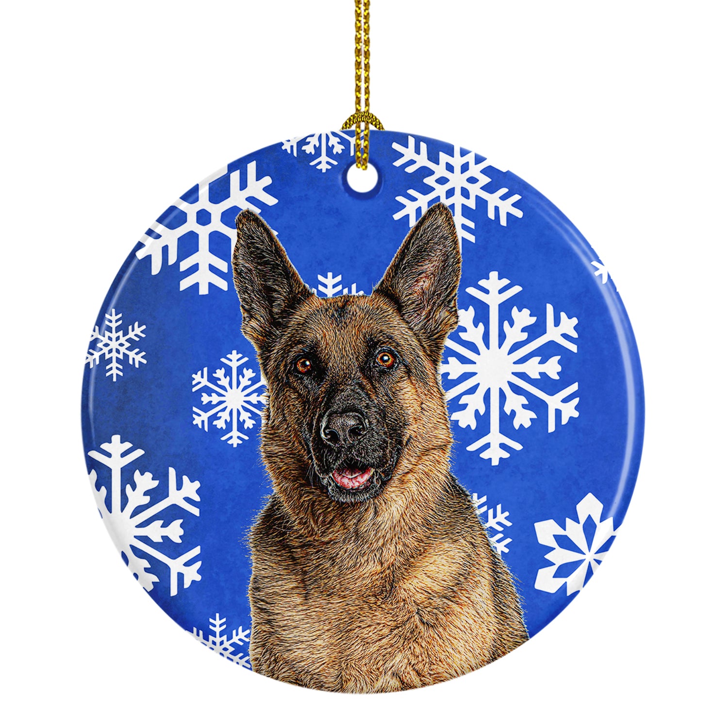 Winter Snowflakes Holiday German Shepherd Ceramic Ornament KJ1180CO1 - the-store.com