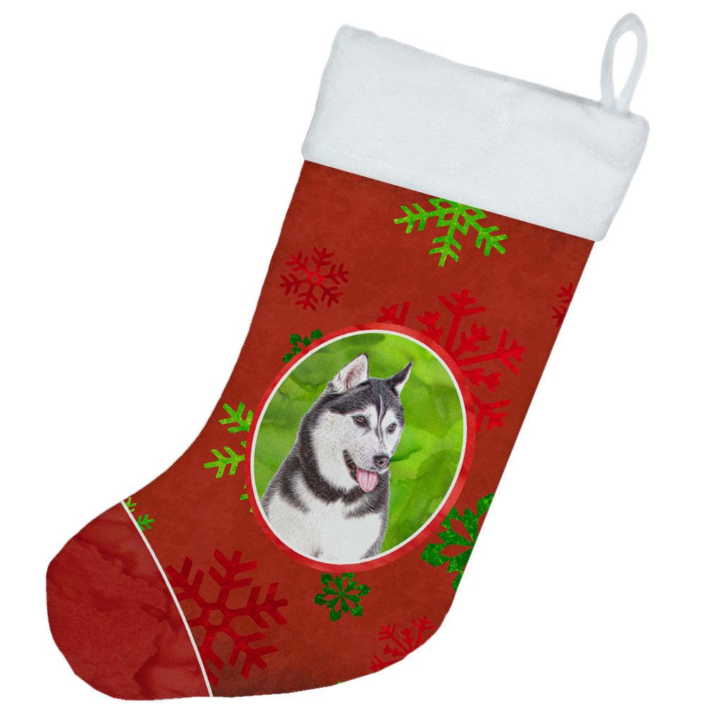 Red Snowflakes Holiday Christmas  Alaskan Malamute Christmas Stocking KJ1182CS  the-store.com.