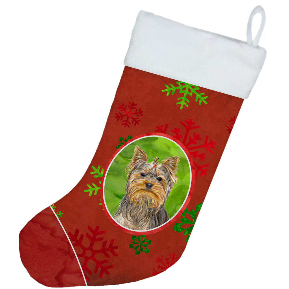 Red Snowflakes Holiday Christmas  Yorkie / Yorkshire Terrier Christmas Stocking KJ1184CS  the-store.com.