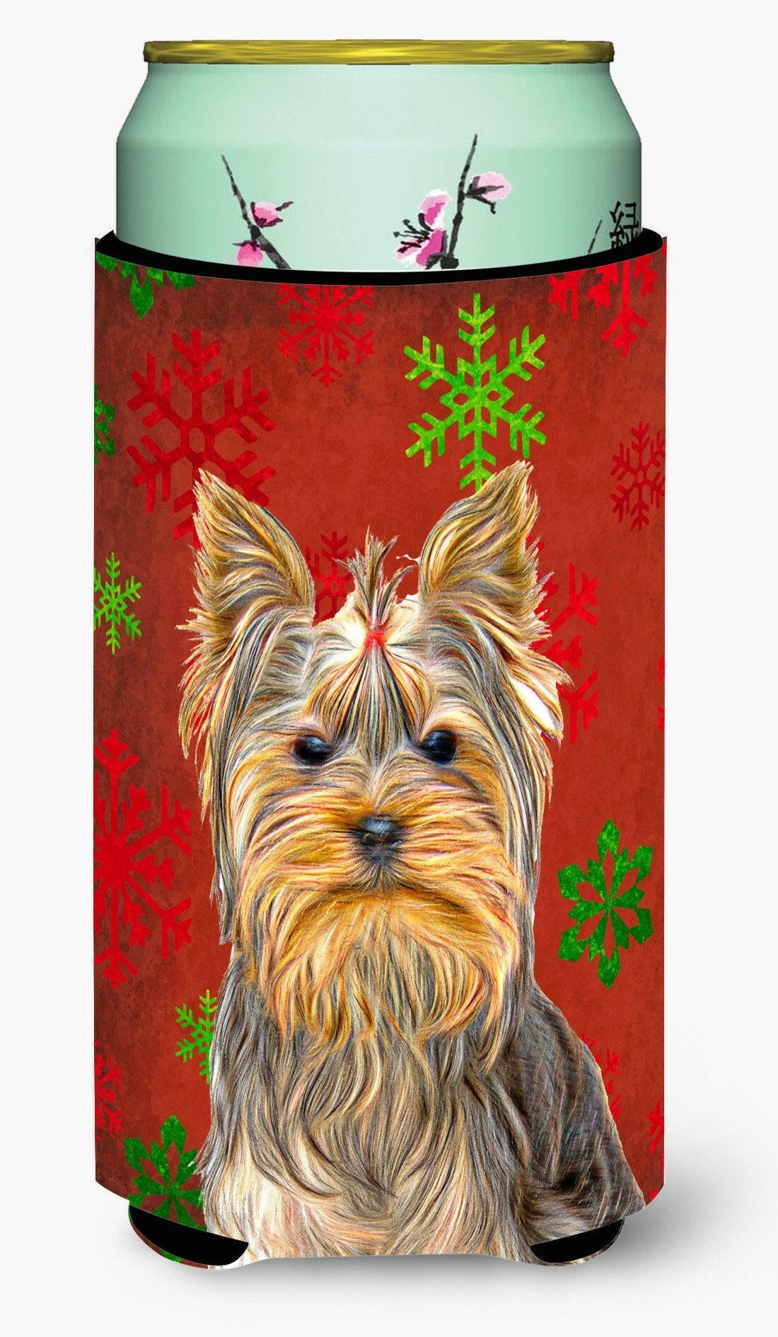 Red Snowflakes Holiday Christmas  Yorkie / Yorkshire Terrier Tall Boy Beverage Insulator Hugger KJ1184TBC by Caroline's Treasures