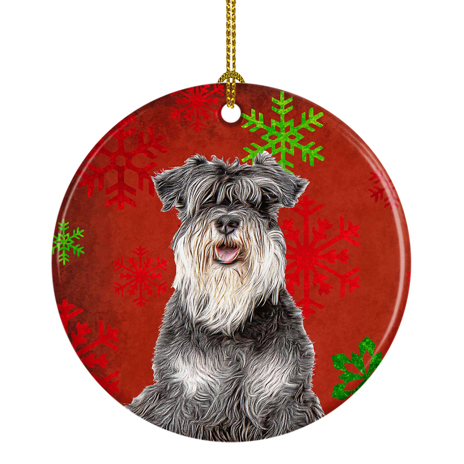 Red Snowflakes Holiday Christmas  Schnauzer Ceramic Ornament KJ1185CO1 - the-store.com