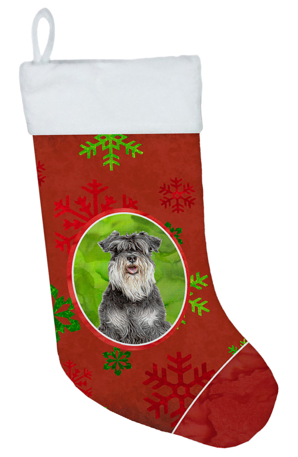 Red Snowflakes Holiday Christmas  Schnauzer Christmas Stocking KJ1185CS  the-store.com.