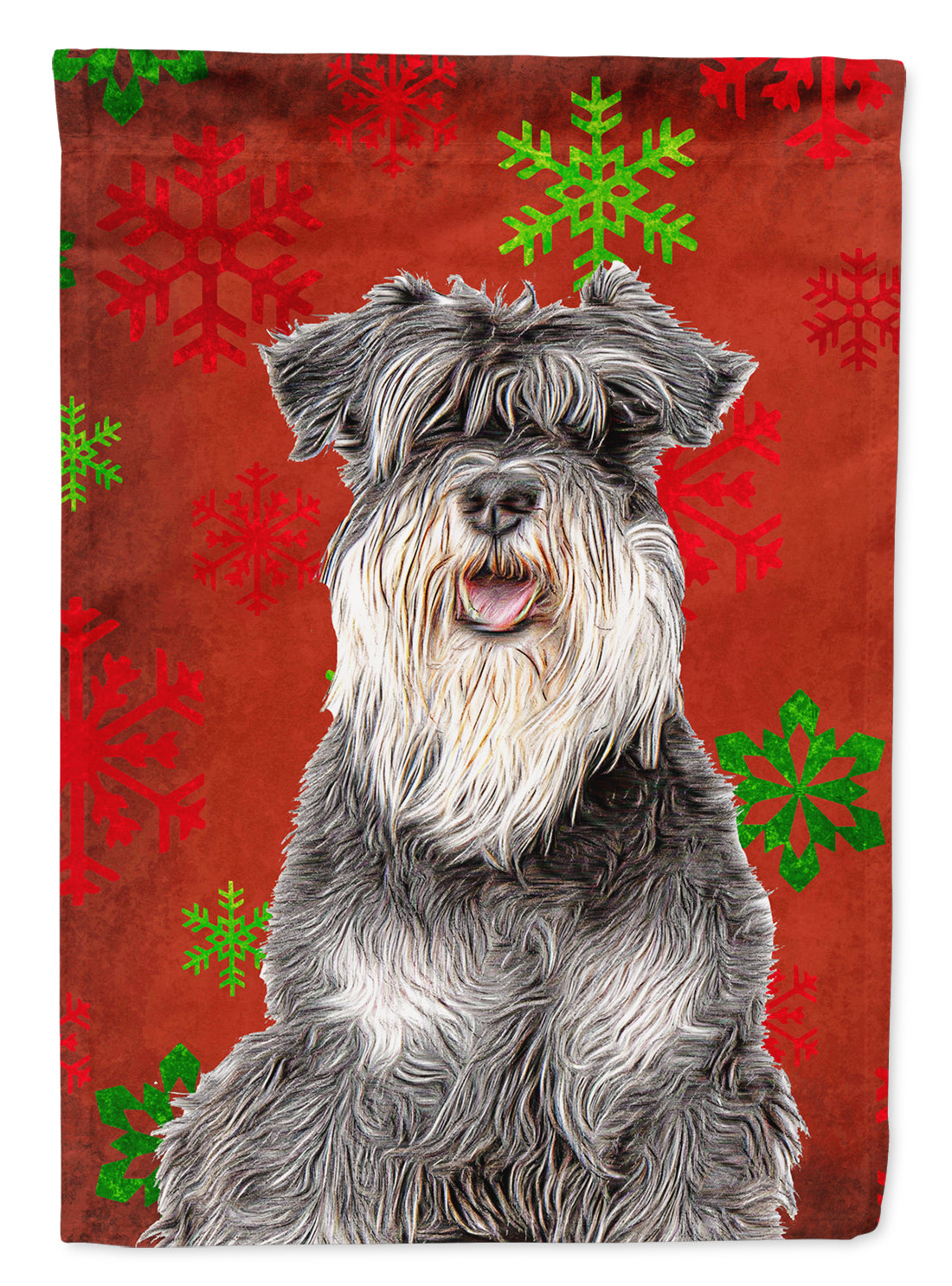 Red Snowflakes Holiday Christmas  Schnauzer Flag Garden Size KJ1185GF.