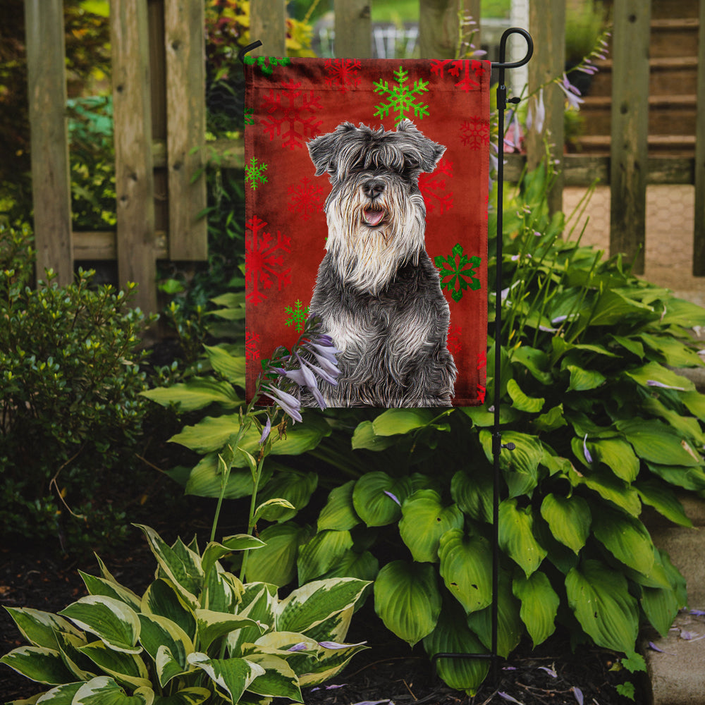 Red Snowflakes Holiday Christmas  Schnauzer Flag Garden Size KJ1185GF.