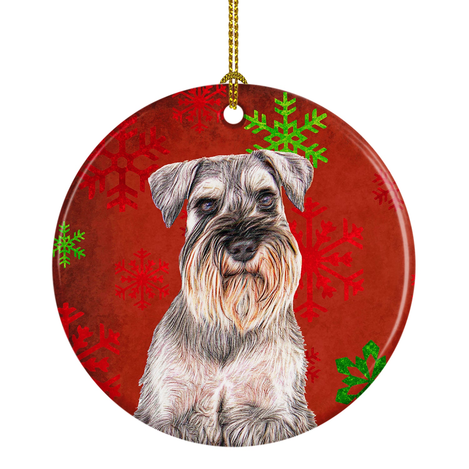 Red Snowflakes Holiday Christmas  Schnauzer Ceramic Ornament KJ1186CO1 - the-store.com