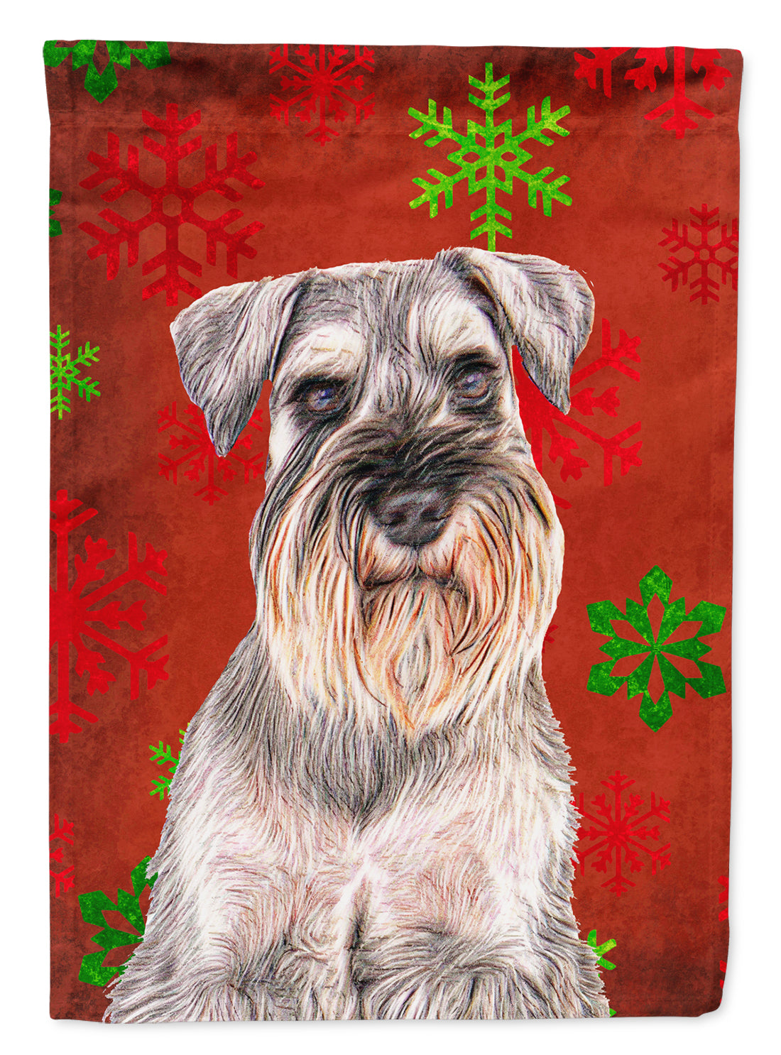 Red Snowflakes Holiday Christmas  Schnauzer Flag Garden Size KJ1186GF.