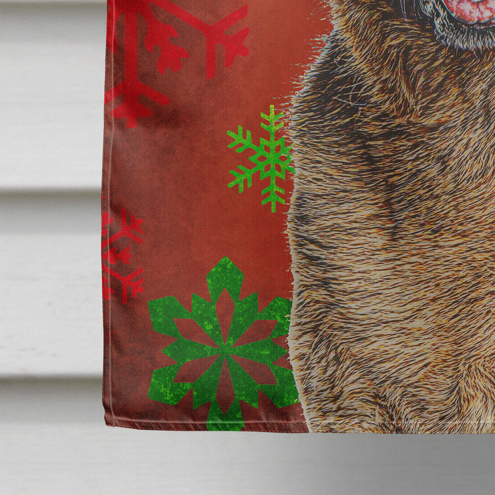 Red Snowflakes Holiday Christmas  German Shepherd Flag Canvas House Size KJ1187CHF  the-store.com.