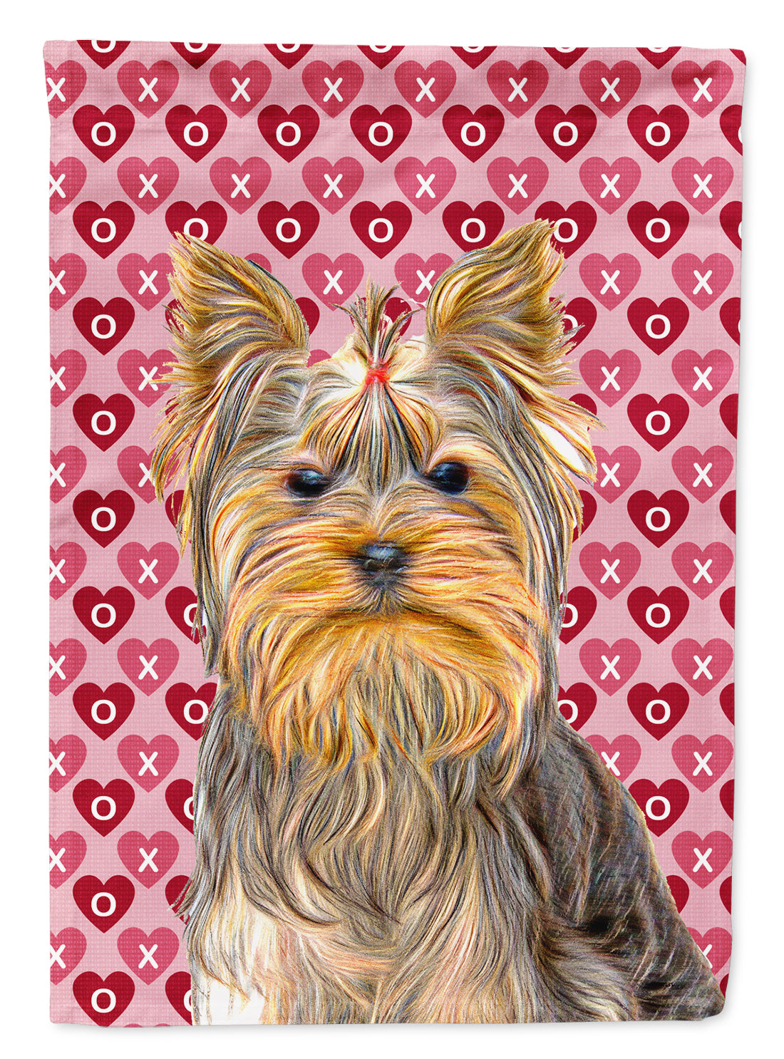 Hearts Love and Valentine's Day Yorkie / Yorkshire Terrier Flag Canvas House Size KJ1191CHF  the-store.com.