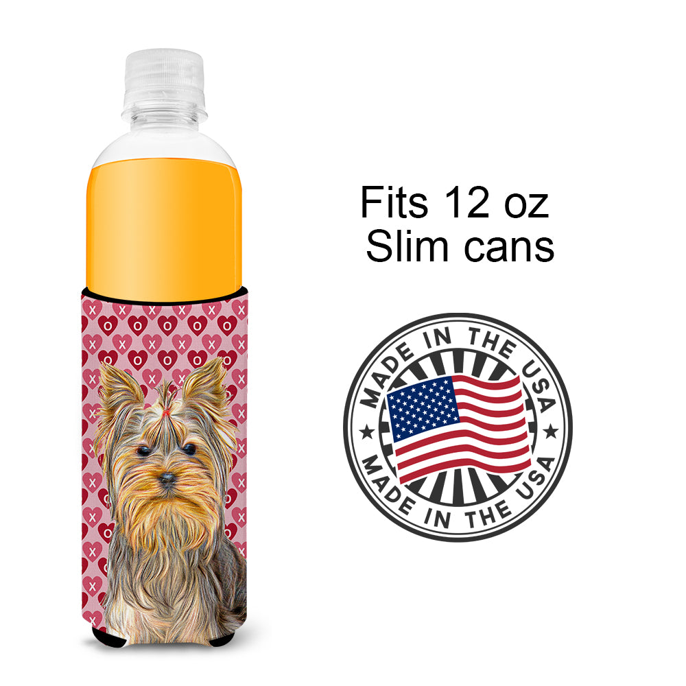 Hearts Love and Valentine's Day Yorkie / Yorkshire Terrier Ultra Beverage Insulators for slim cans KJ1191MUK.