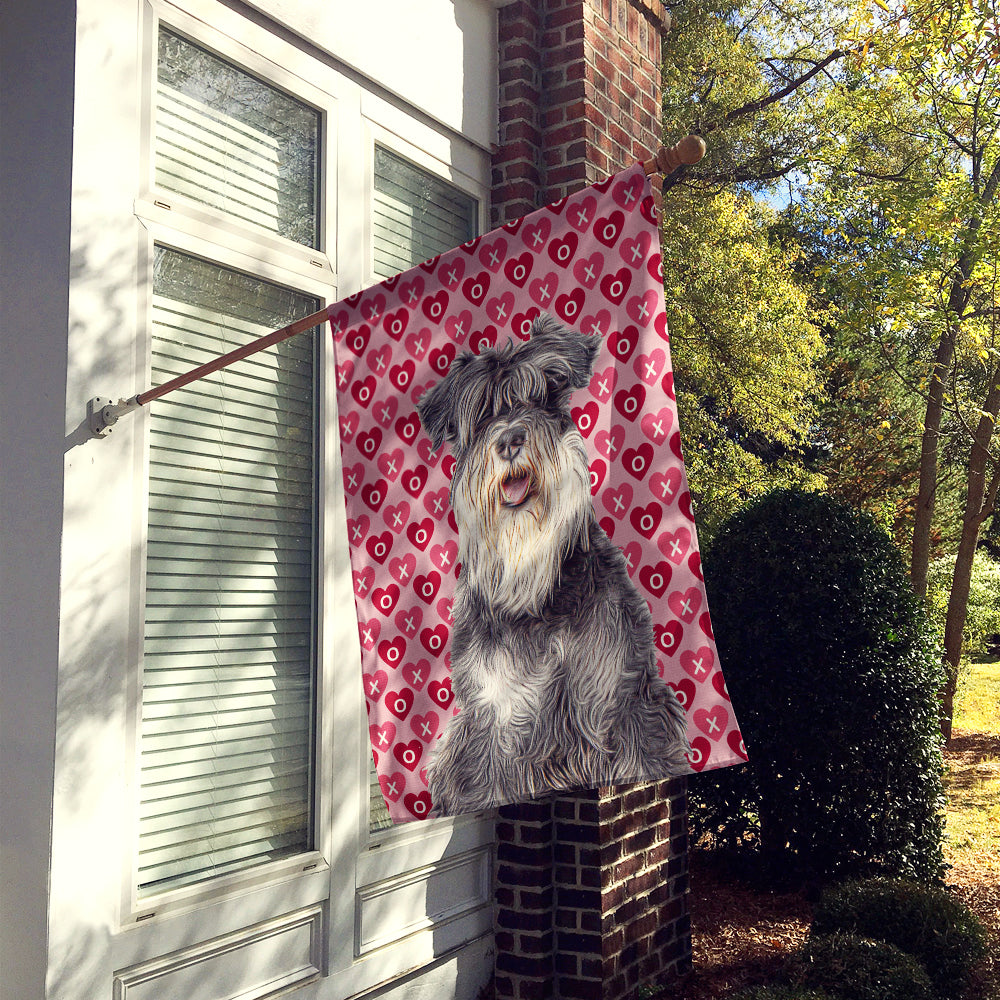 Hearts Love and Valentine's Day Schnauzer Flag Canvas House Size KJ1192CHF  the-store.com.