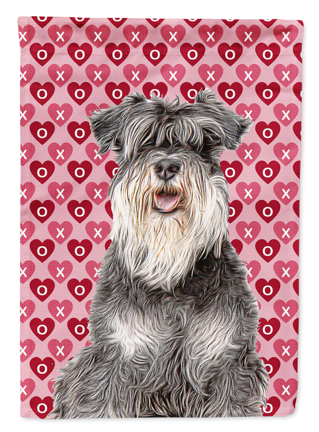 Hearts Love and Valentine's Day Schnauzer Flag Canvas House Size KJ1192CHF  the-store.com.