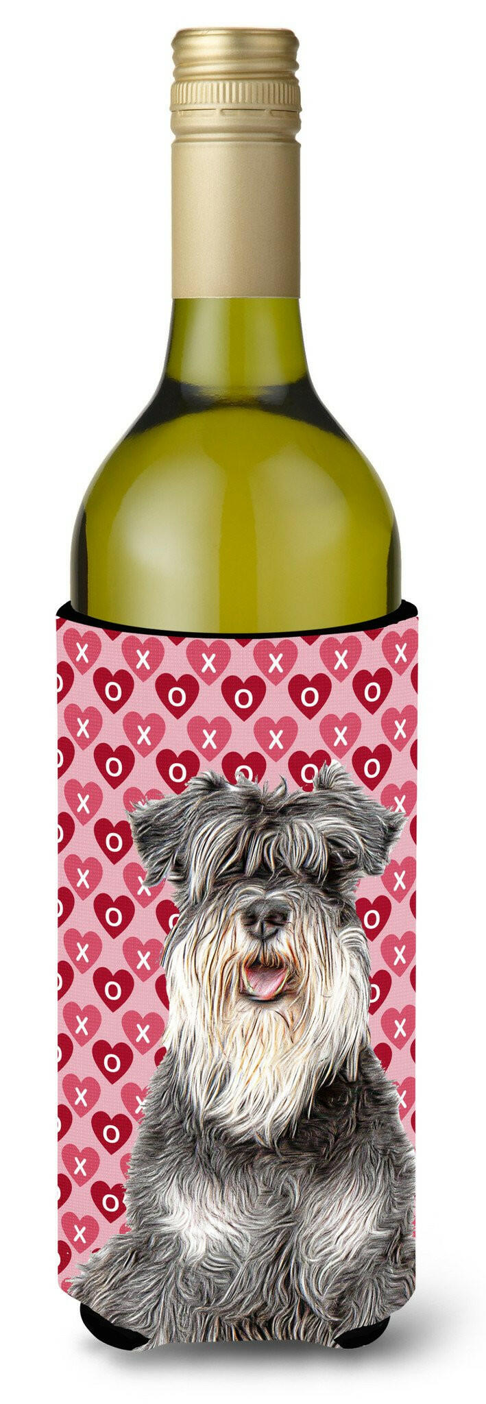 Hearts Love and Valentine's Day Schnauzer Wine Bottle Beverage Insulator Hugger KJ1192LITERK by Caroline's Treasures