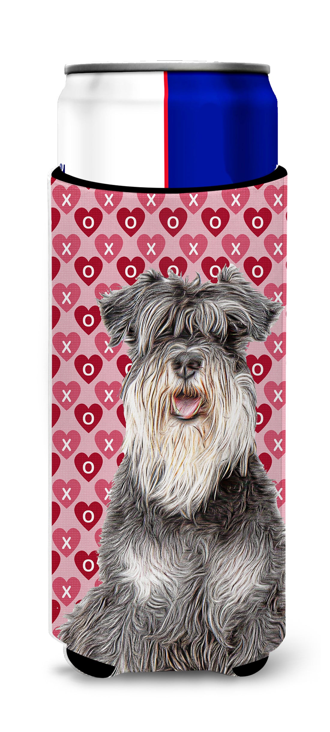 Hearts Love and Valentine&#39;s Day Schnauzer Ultra Beverage Insulators for slim cans KJ1192MUK.