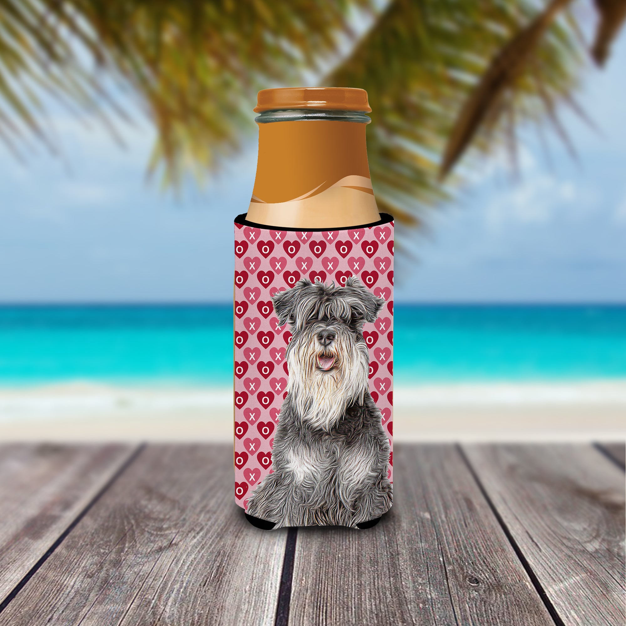 Hearts Love and Valentine's Day Schnauzer Ultra Beverage Insulators for slim cans KJ1192MUK.