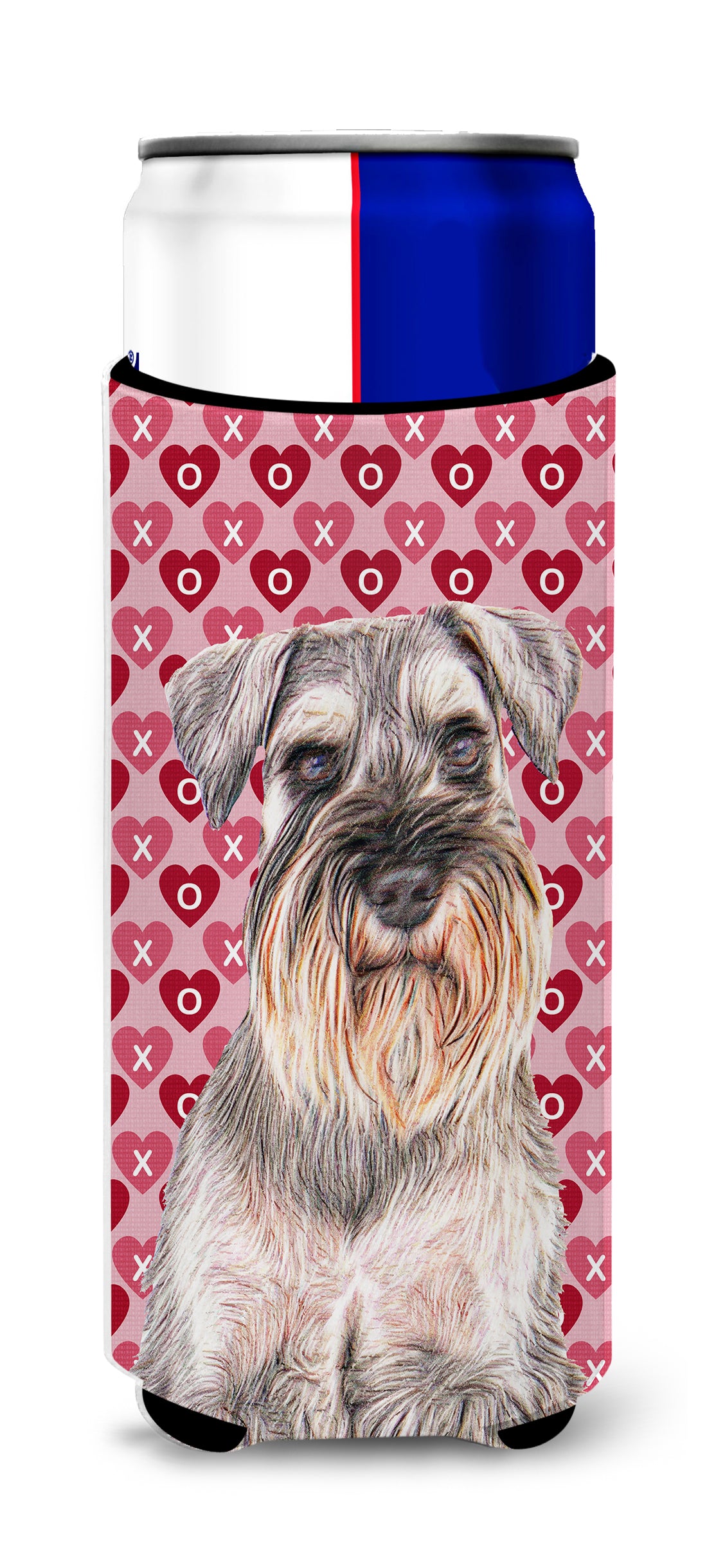 Hearts Love and Valentine&#39;s Day Schnauzer Ultra Beverage Insulators for slim cans KJ1193MUK.