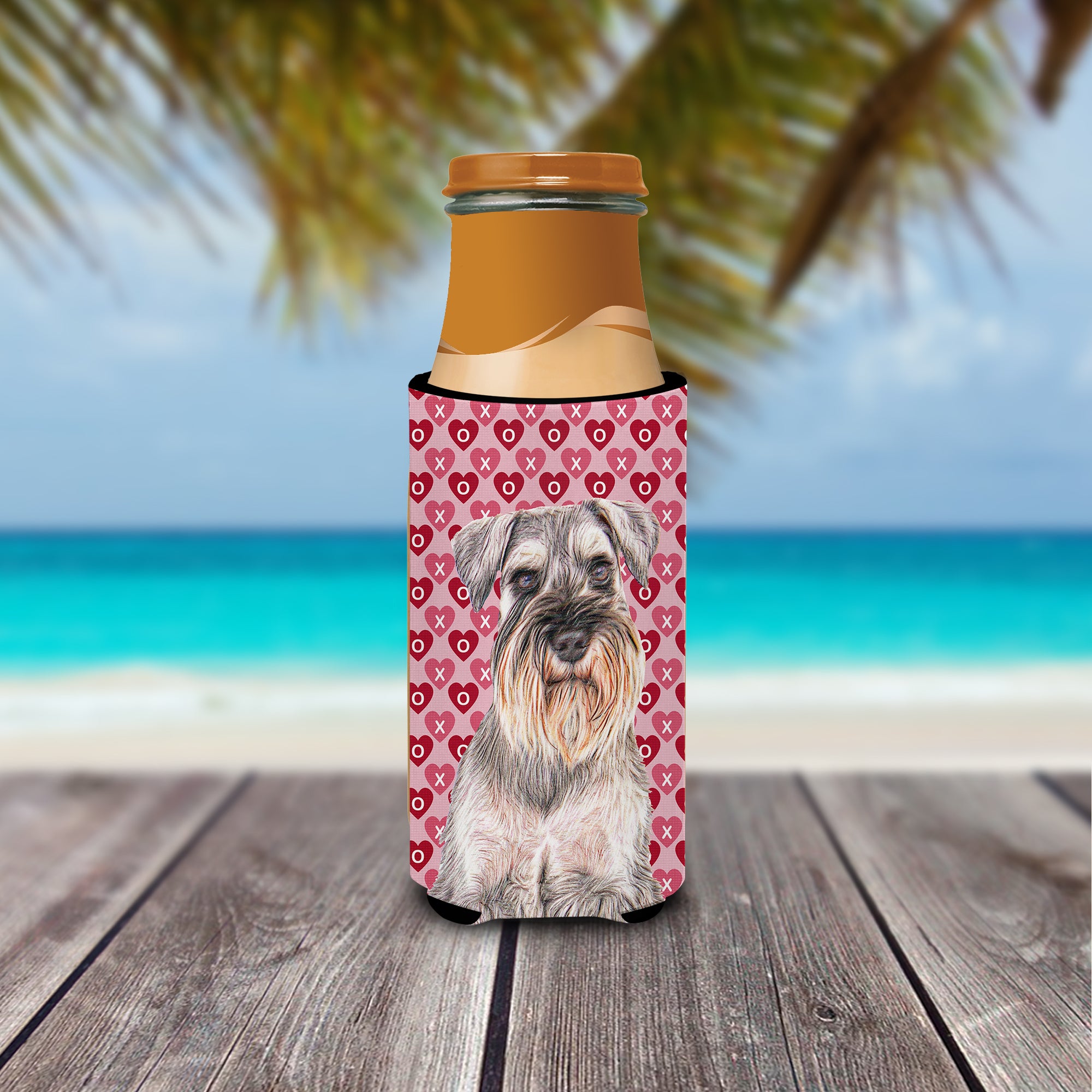 Hearts Love and Valentine's Day Schnauzer Ultra Beverage Insulators for slim cans KJ1193MUK.