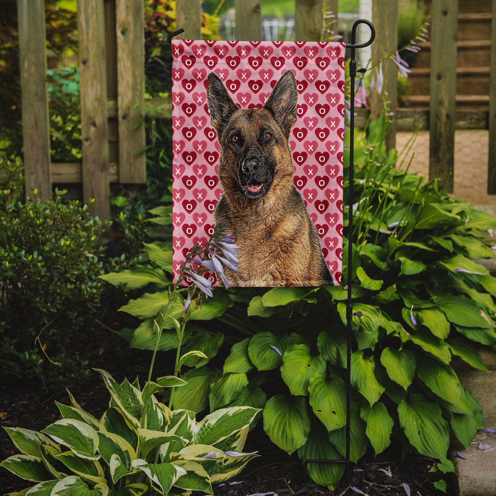 Hearts Love and Valentine's Day German Shepherd Flag Garden Size KJ1194GF.