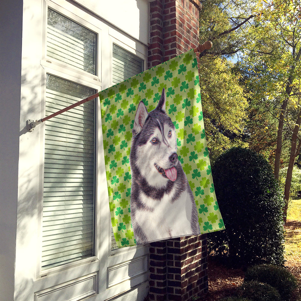 St. Patrick's Day Shamrock Alaskan Malamute Flag Canvas House Size KJ1196CHF  the-store.com.