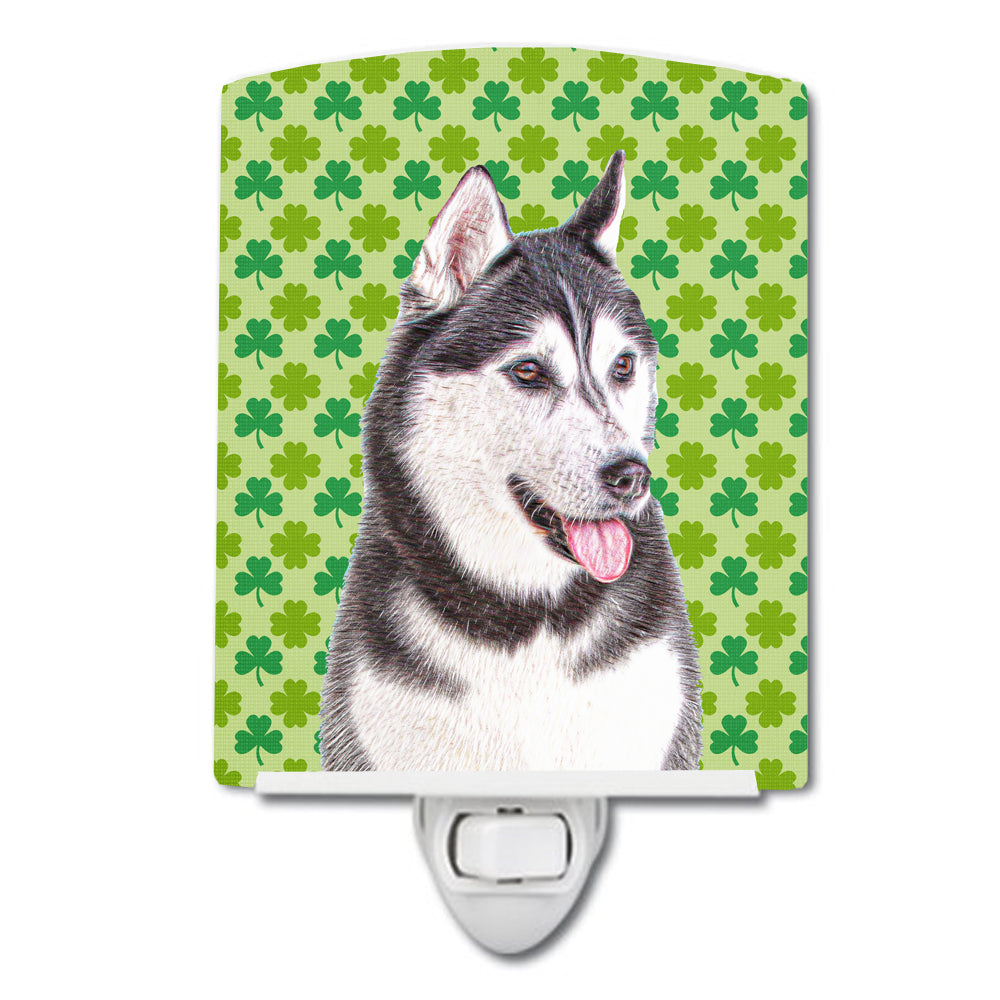 St. Patrick&#39;s Day Shamrock Alaskan Malamute Ceramic Night Light KJ1196CNL - the-store.com