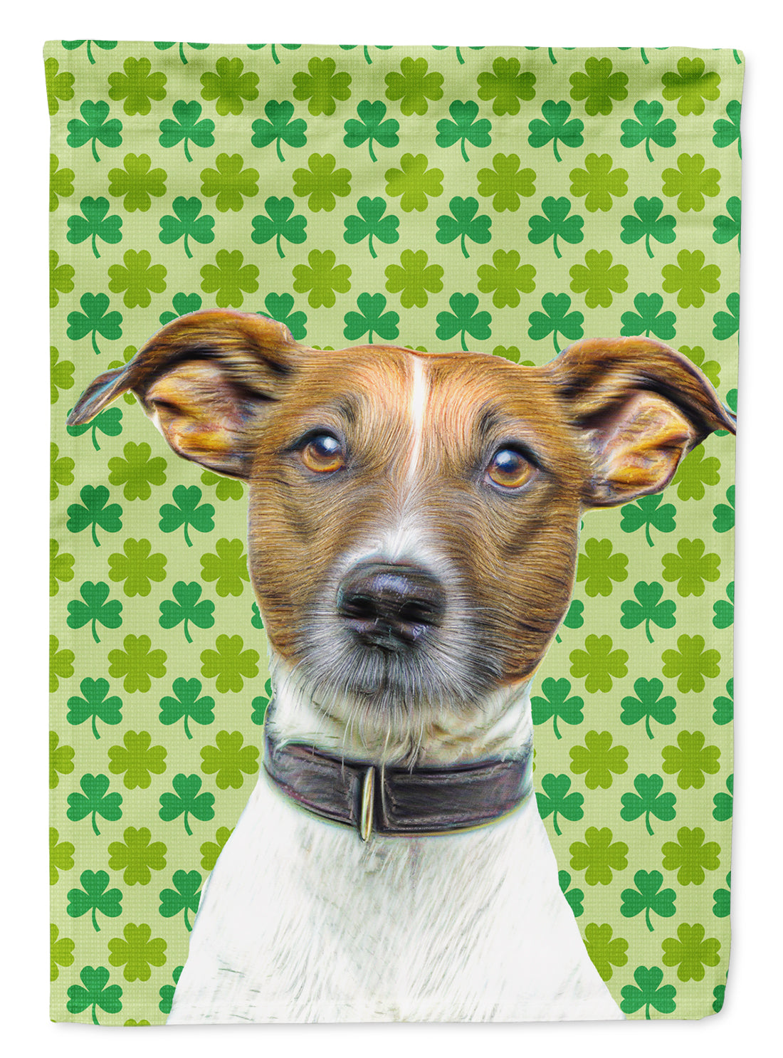 St. Patrick's Day Shamrock Jack Russell Terrier Flag Canvas House Size KJ1197CHF  the-store.com.