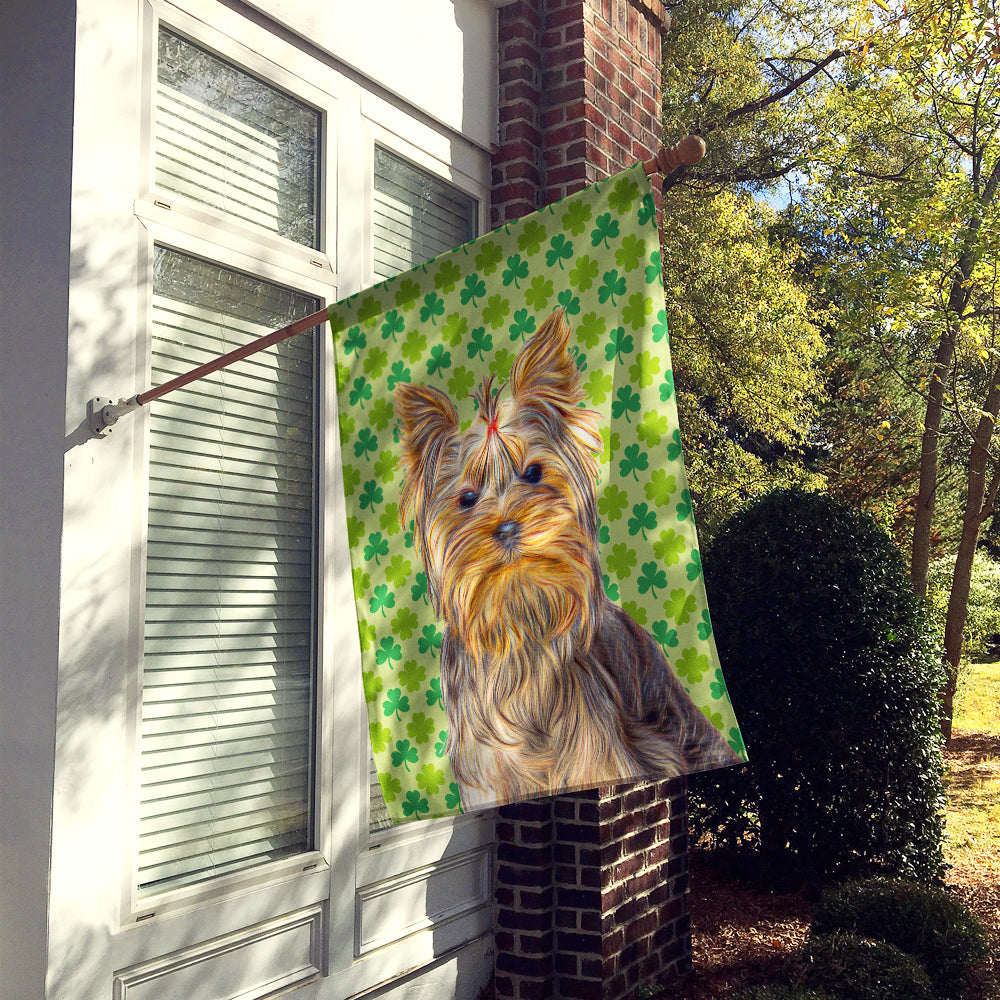 St. Patrick's Day Shamrock Yorkie / Yorkshire Terrier Flag Canvas House Size KJ1198CHF  the-store.com.