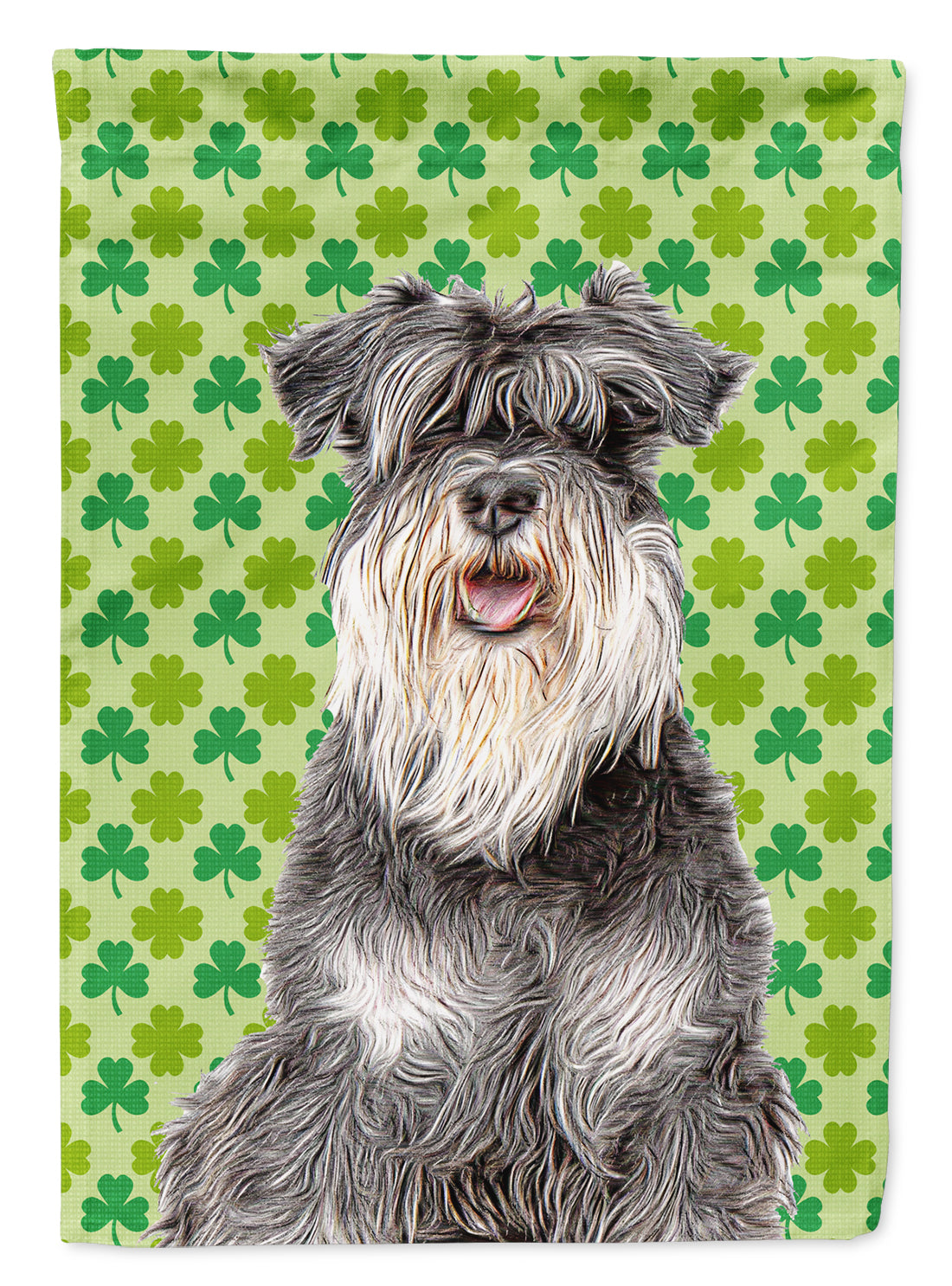 St. Patrick's Day Shamrock Schnauzer Flag Garden Size KJ1199GF.