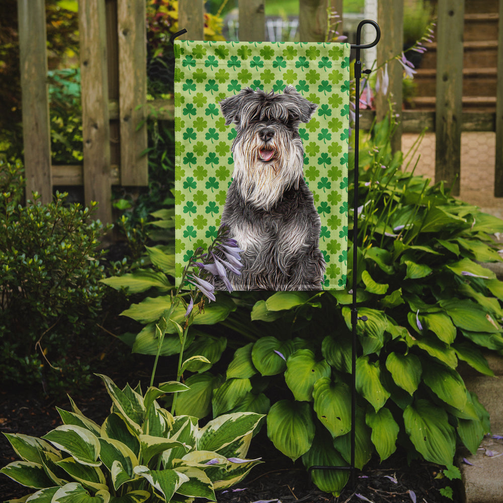 St. Patrick's Day Shamrock Schnauzer Flag Garden Size KJ1199GF.