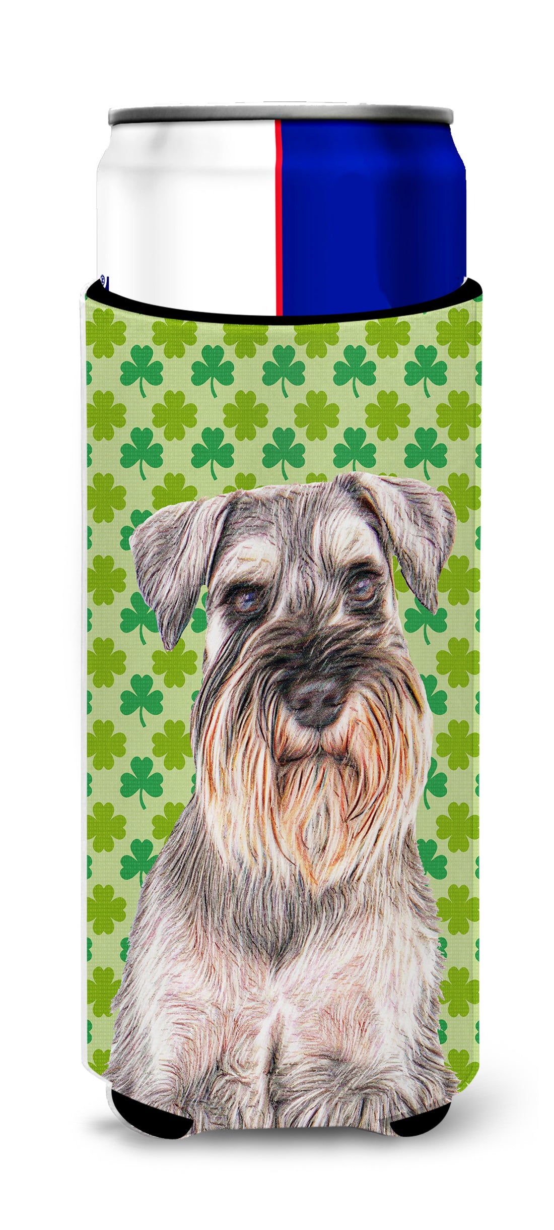 St. Patrick's Day Shamrock Schnauzer Ultra Beverage Insulators for slim cans KJ1200MUK.