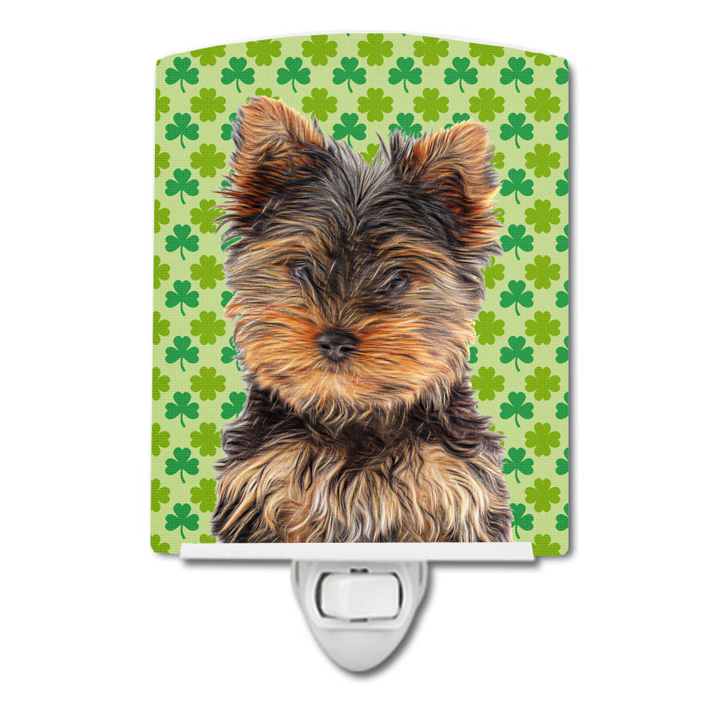 St. Patrick&#39;s Day Shamrock Yorkie Puppy / Yorkshire Terrier Ceramic Night Light KJ1202CNL - the-store.com