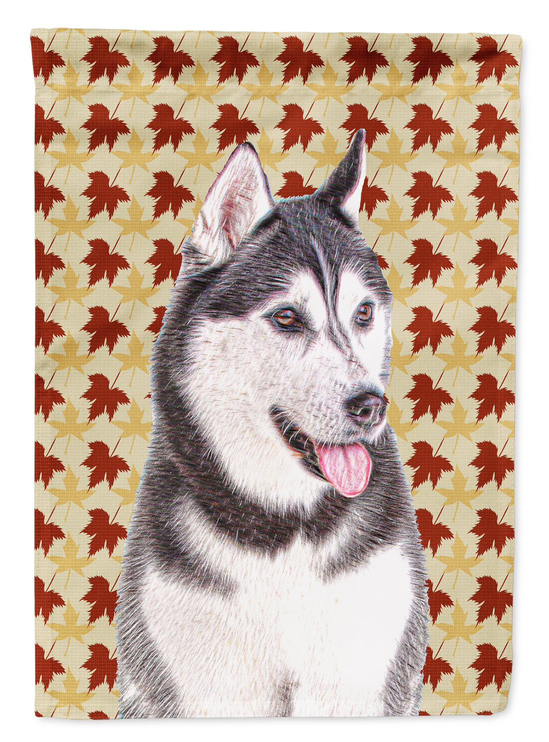 Fall Leaves Alaskan Malamute Flag Garden Size KJ1203GF.