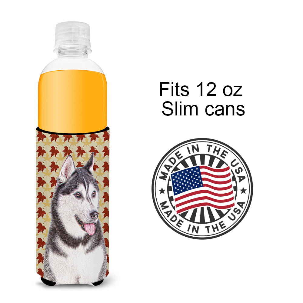 Fall Leaves Alaskan Malamute Ultra Beverage Insulators for slim cans KJ1203MUK.