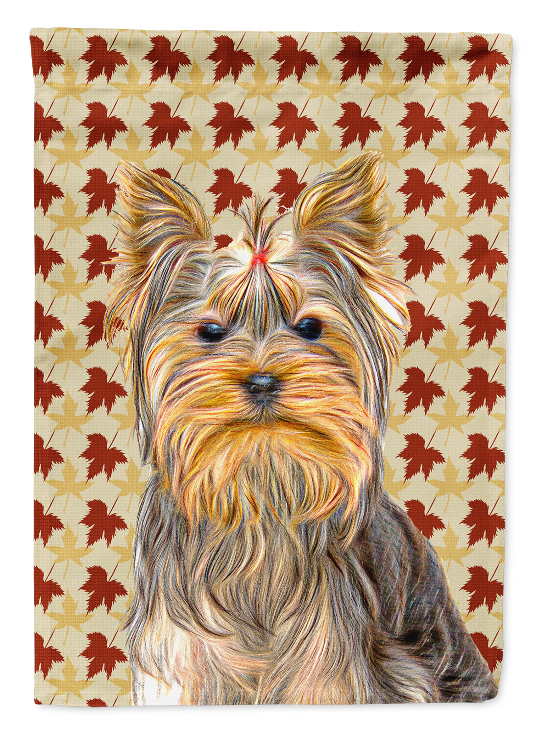 Fall Leaves Yorkie / Yorkshire Terrier Flag Canvas House Size KJ1205CHF  the-store.com.