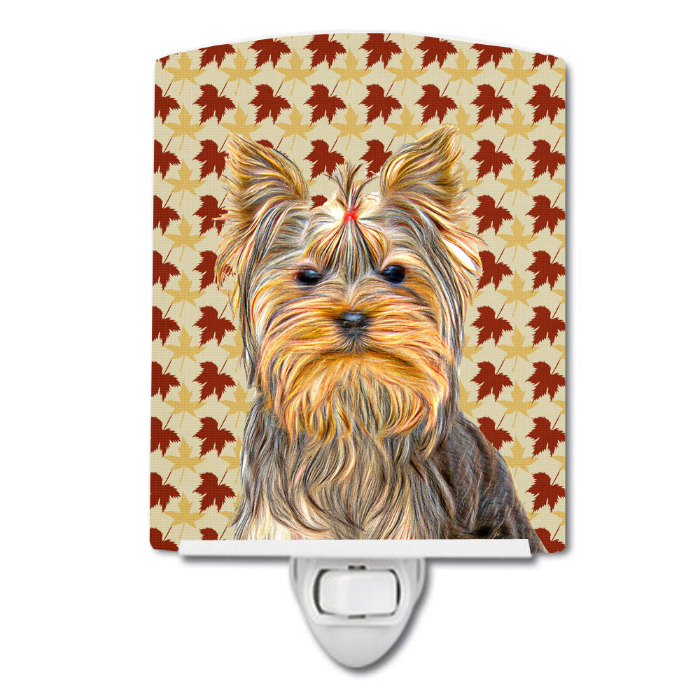 Fall Leaves Yorkie / Yorkshire Terrier Ceramic Night Light KJ1205CNL - the-store.com