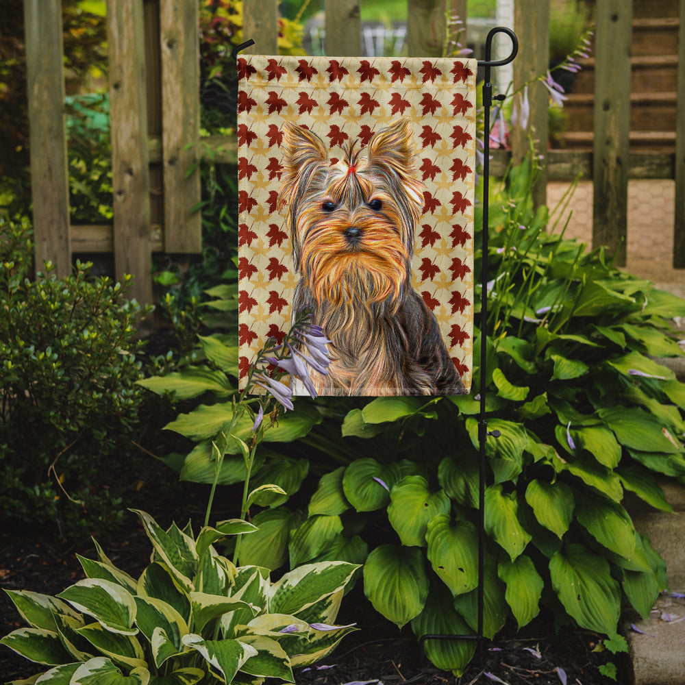 Fall Leaves Yorkie / Yorkshire Terrier Flag Garden Size KJ1205GF.