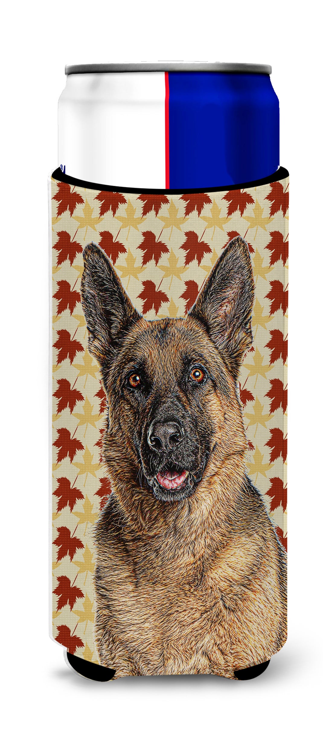 Fall Leaves German Shepherd Ultra Beverage Insulators for slim cans KJ1208MUK.