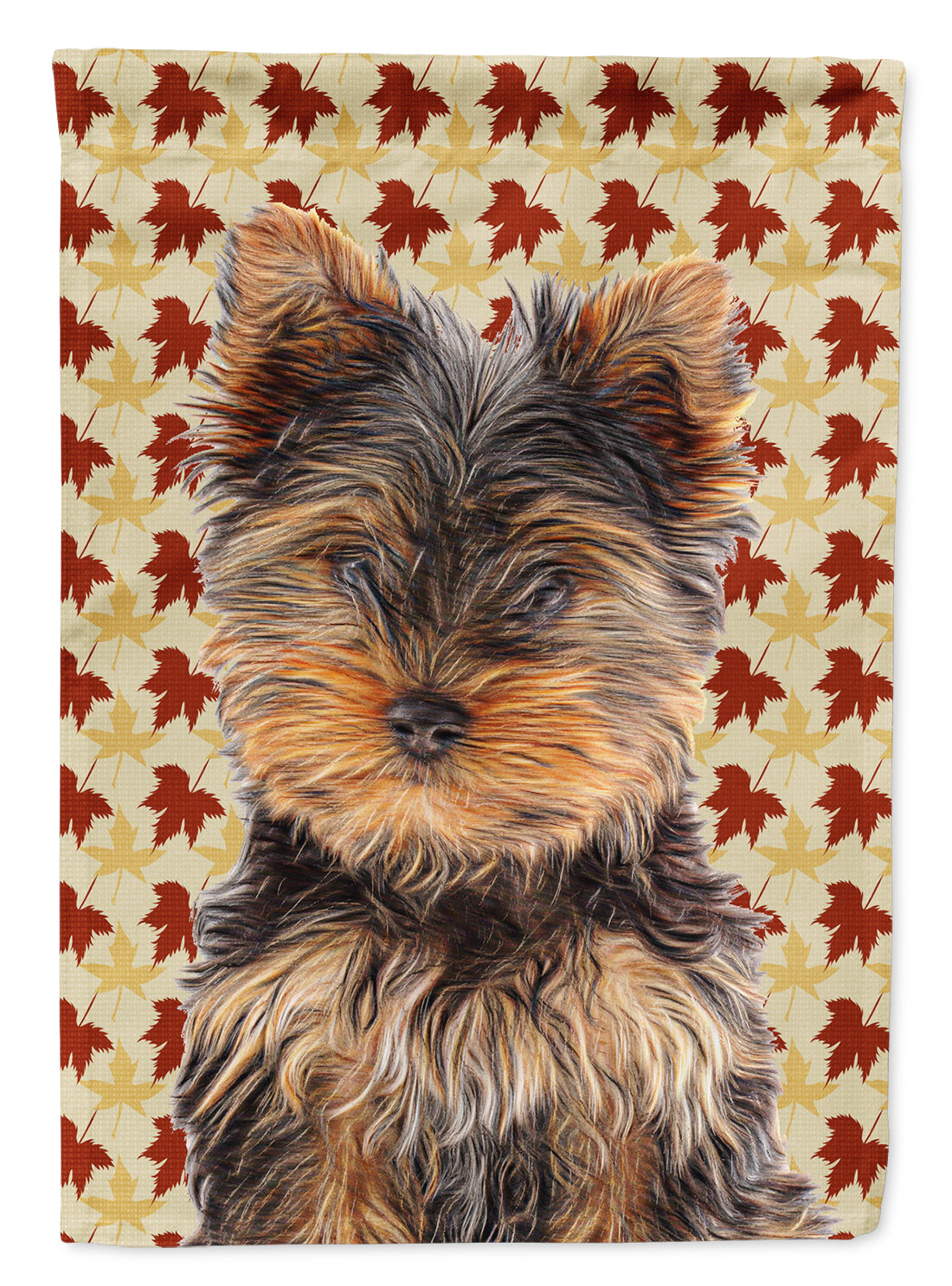 Fall Leaves Yorkie Puppy / Yorkshire Terrier Flag Garden Size KJ1209GF.