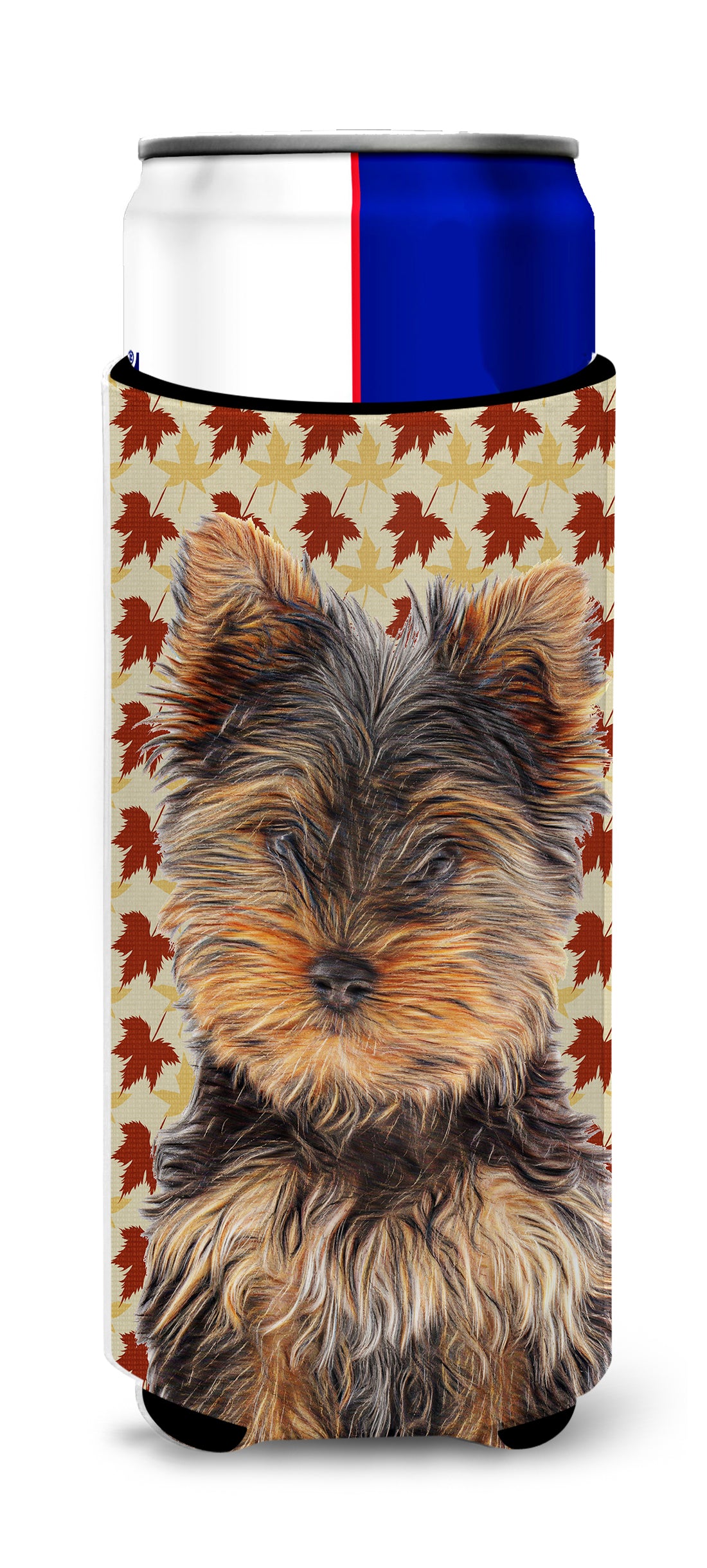 Fall Leaves Yorkie Puppy / Yorkshire Terrier Ultra Beverage Insulators for slim cans KJ1209MUK.