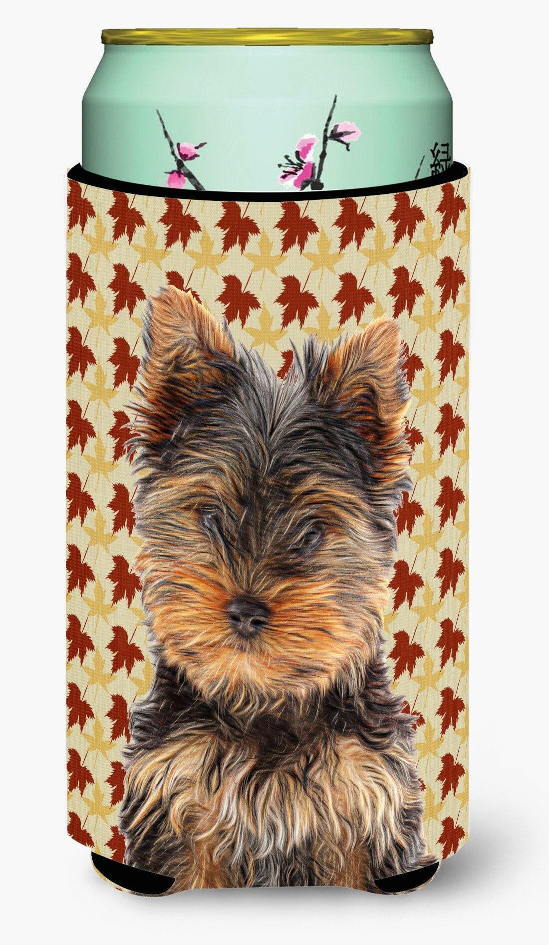 Fall Leaves Yorkie Puppy / Yorkshire Terrier Tall Boy Beverage Insulator Hugger KJ1209TBC by Caroline&#39;s Treasures