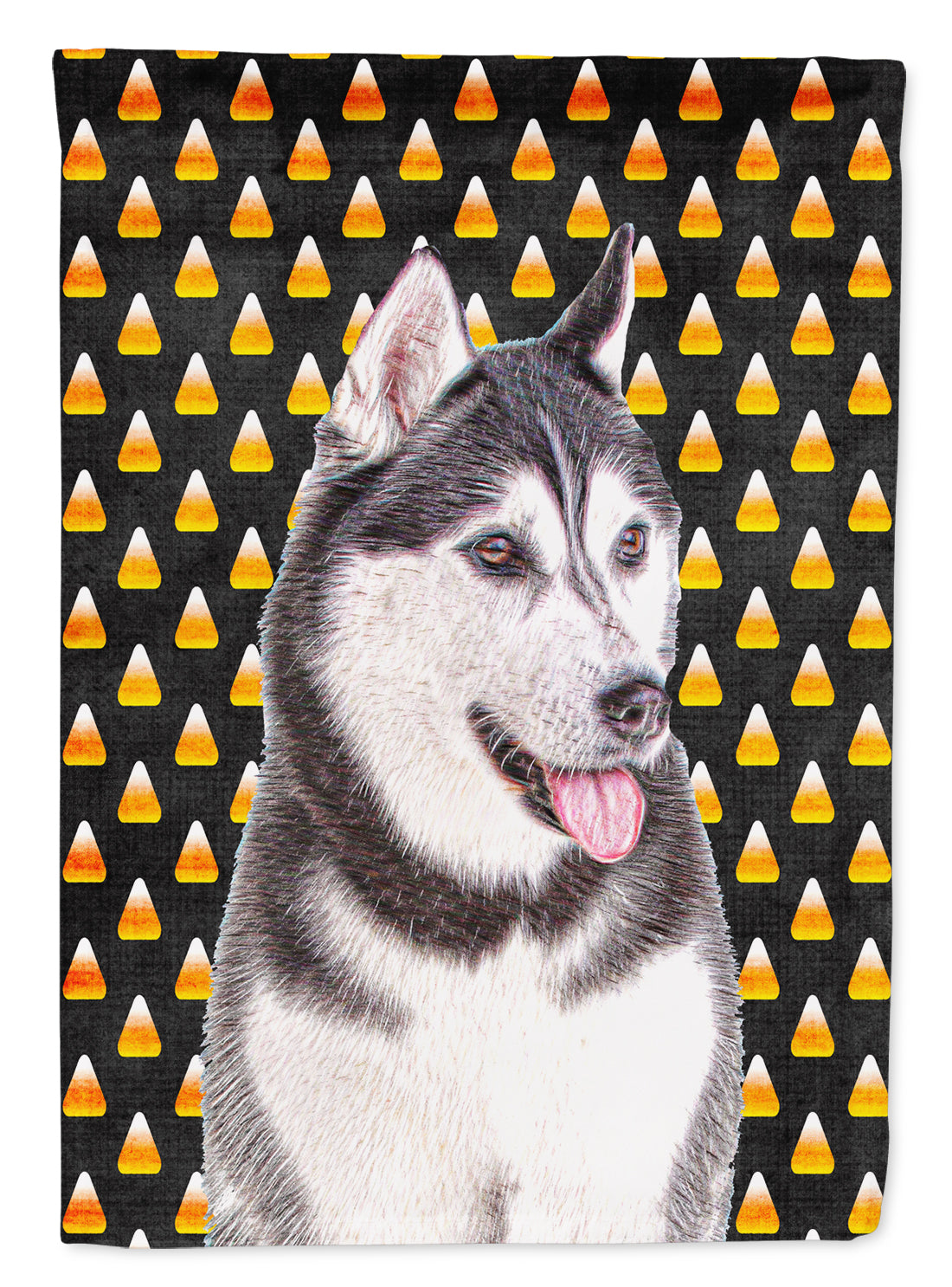 Candy Corn Halloween Alaskan Malamute Flag Canvas House Size KJ1210CHF  the-store.com.