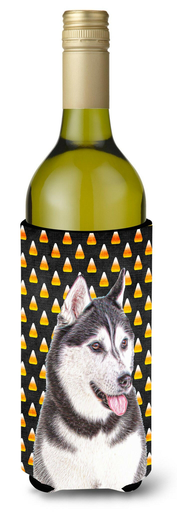 Candy Corn Halloween Alaskan Malamute Wine Bottle Beverage Insulator Hugger KJ1210LITERK by Caroline's Treasures