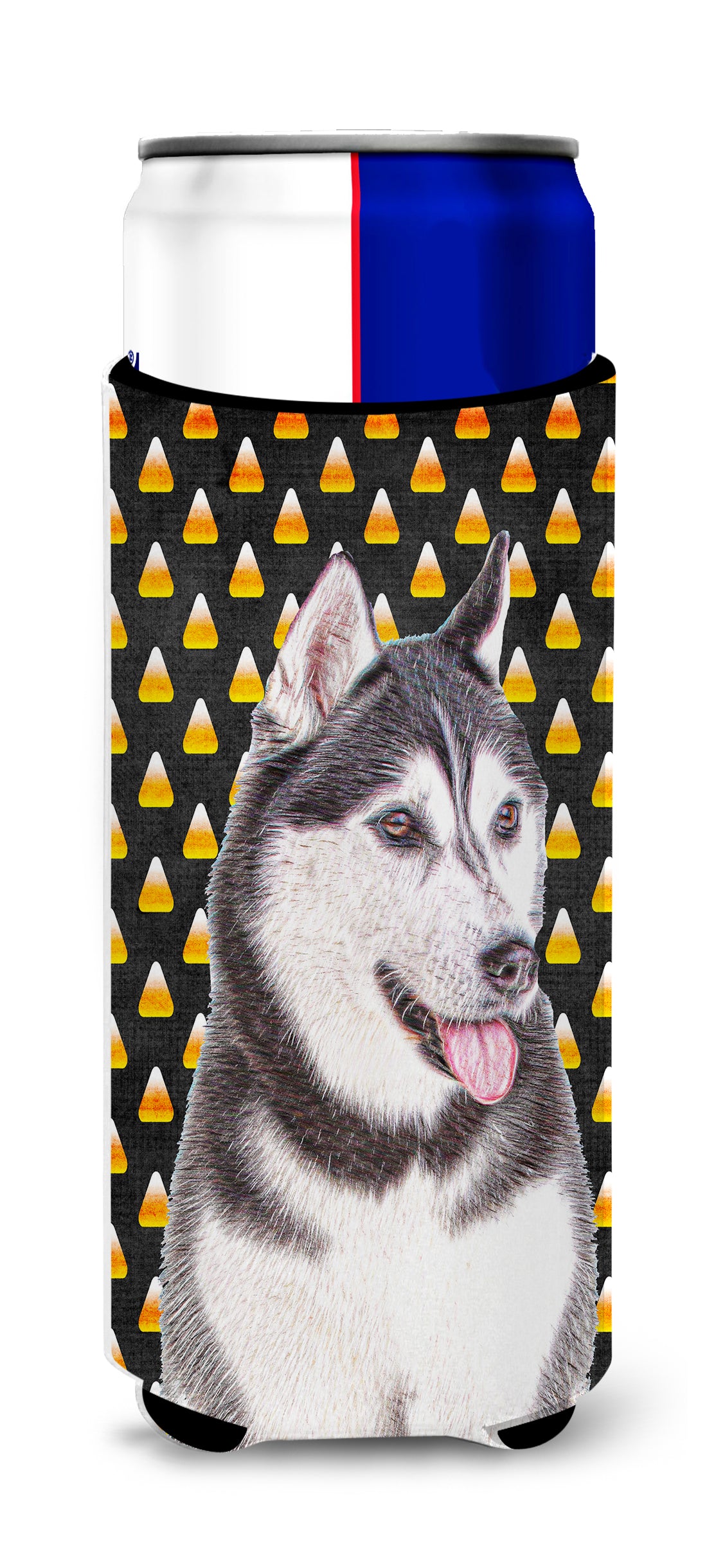 Candy Corn Halloween Alaskan Malamute Ultra Beverage Insulators for slim cans KJ1210MUK.