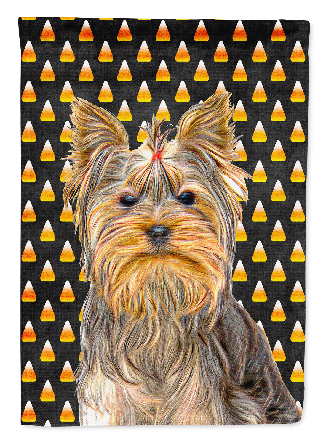 Candy Corn Halloween Yorkie / Yorkshire Terrier Flag Canvas House Size KJ1212CHF  the-store.com.