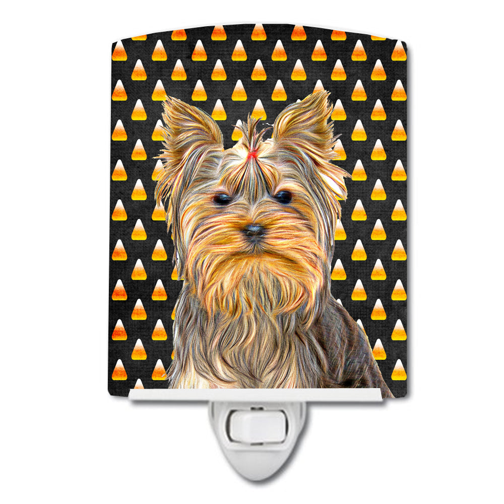 Candy Corn Halloween Yorkie / Yorkshire Terrier Ceramic Night Light KJ1212CNL - the-store.com