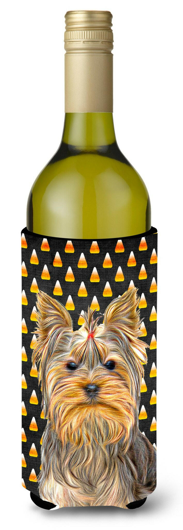 Candy Corn Halloween Yorkie / Yorkshire Terrier Wine Bottle Beverage Insulator Hugger KJ1212LITERK by Caroline's Treasures