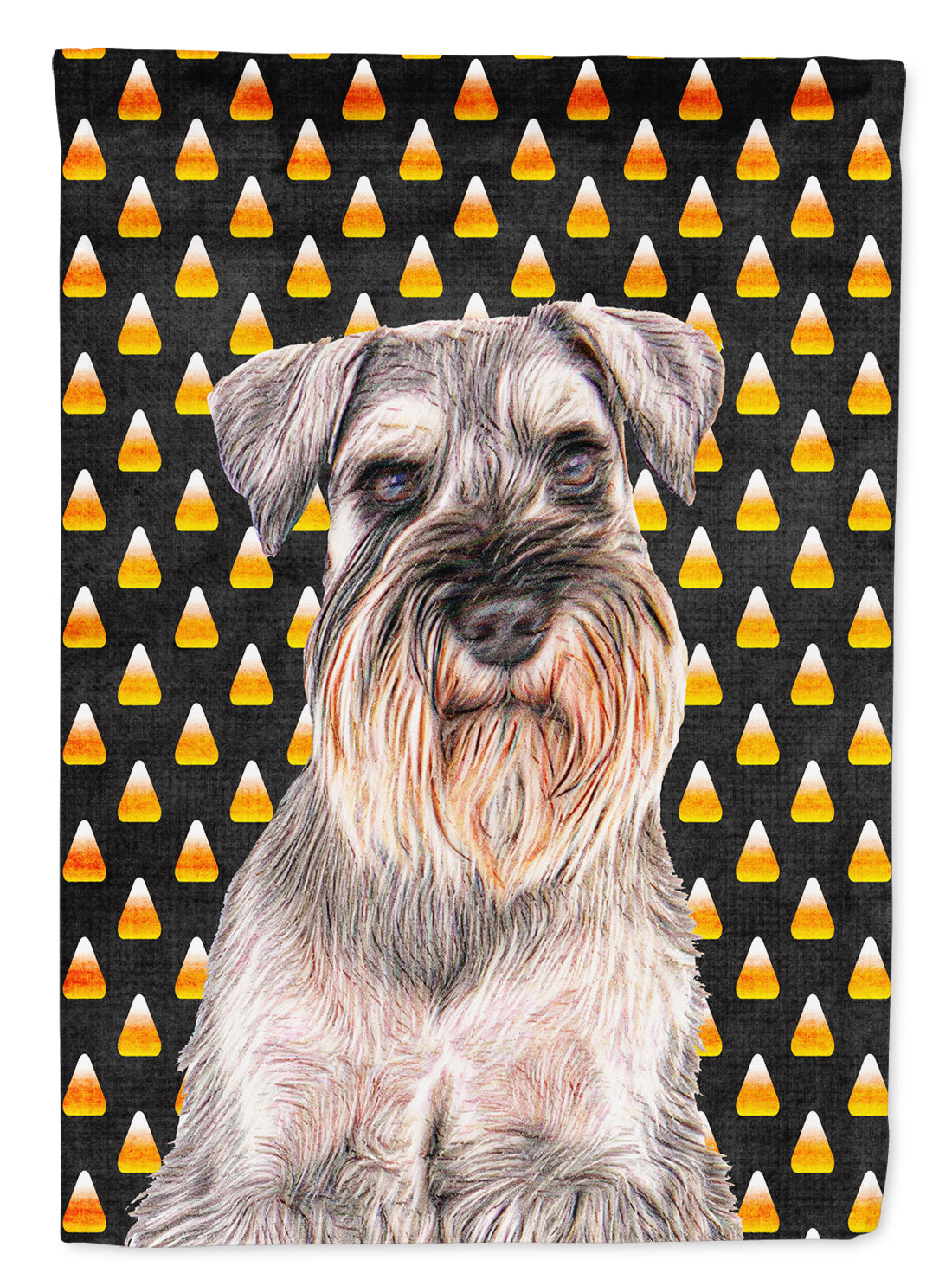 Candy Corn Halloween Schnauzer Flag Canvas House Size KJ1214CHF  the-store.com.