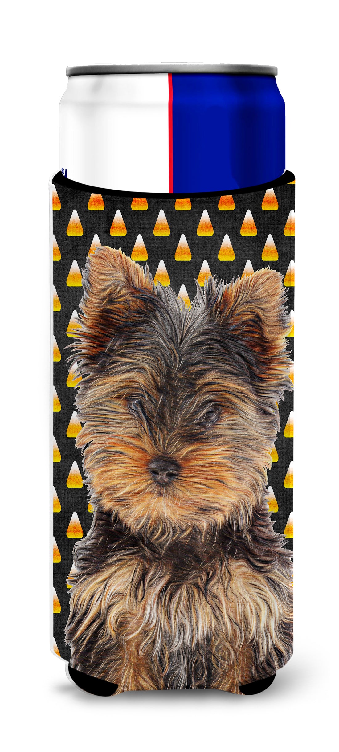 Candy Corn Halloween Yorkie Puppy / Yorkshire Terrier Ultra Beverage Insulators for slim cans KJ1216MUK.