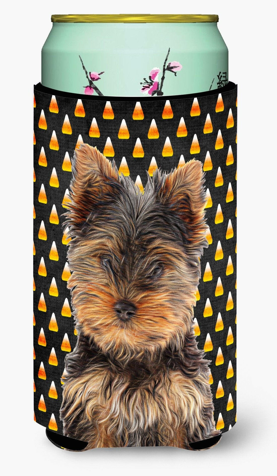 Candy Corn Halloween Yorkie Puppy / Yorkshire Terrier Tall Boy Beverage Insulator Hugger KJ1216TBC by Caroline&#39;s Treasures