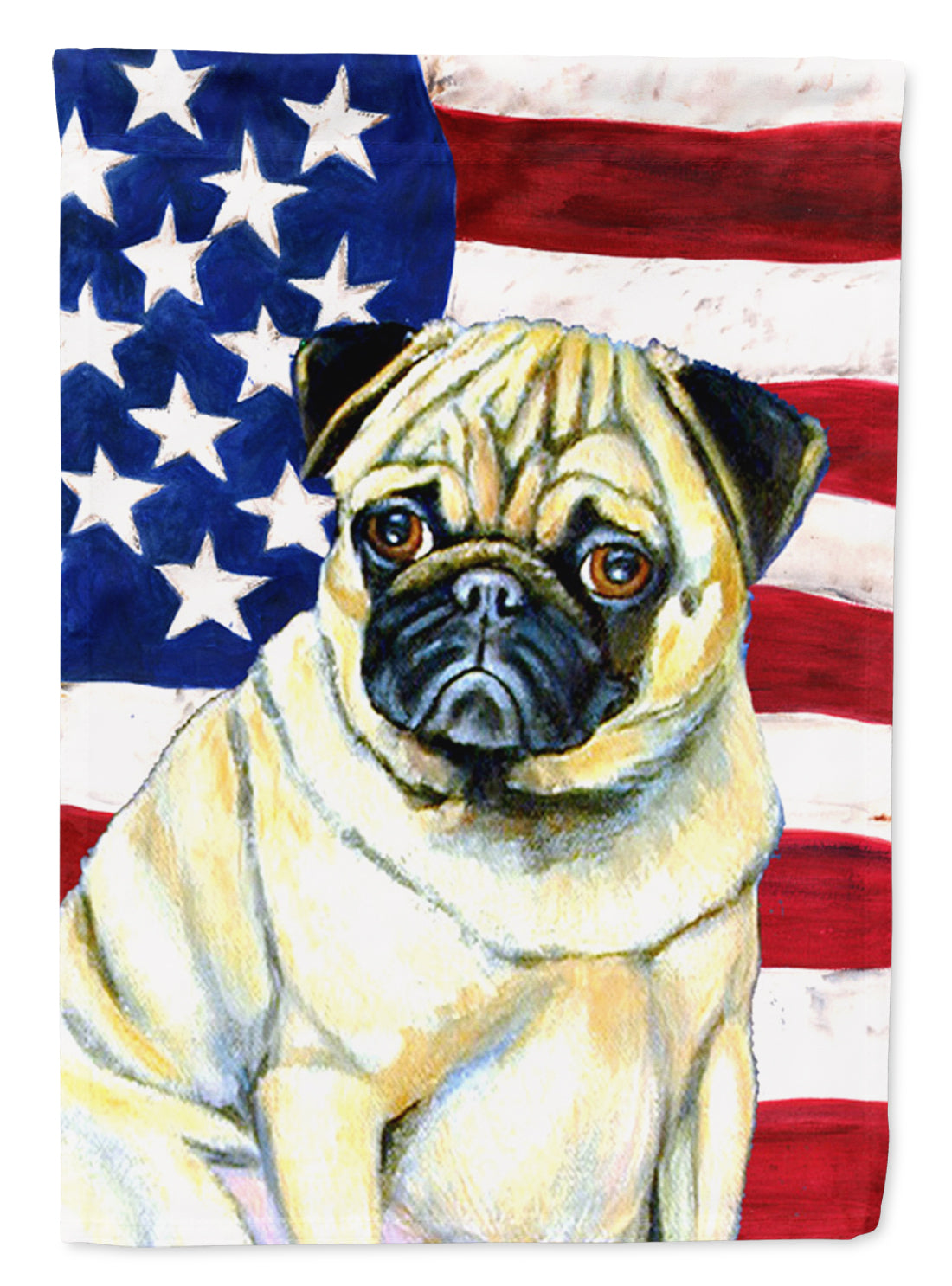 USA American Flag with Pug Flag Canvas House Size  the-store.com.