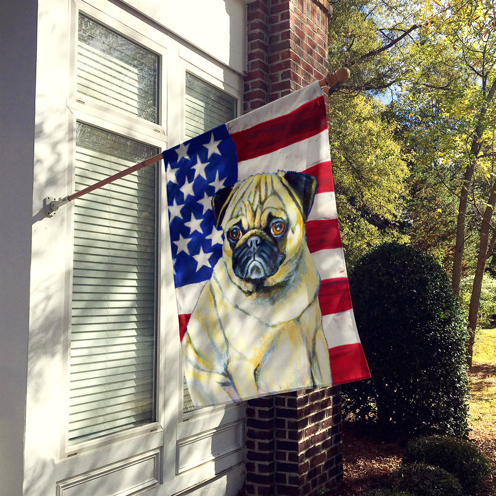 USA American Flag with Pug Flag Canvas House Size  the-store.com.