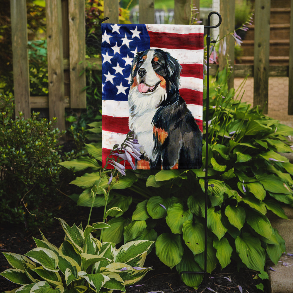 USA American Flag with Bernese Mountain Dog Flag Garden Size.